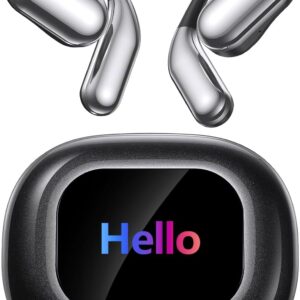 AI Language Translation Earbuds, OWS LCD Touchscreen Real-Time Translator for 144 Languages & Accents Includes Free Subscription Translation Device Earphones for Travel Business Learning, Black