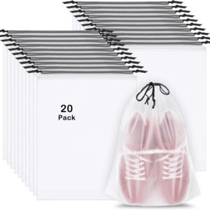 20 Pack Shoe Bags for Travel, 15.7" x 11.8" Clear Travel Shoe Bags for Packing, Large Waterproof Portable Drawstring Travel Shoe Storage Bag Travel Essentials Women for and Men