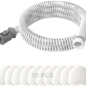 Replacement CPAP Tubing for ResMed AirMini Tube & 10-Pack Airmini Supplies Filters Combo, as Flexible as OEM | Compatible with ResMed Airmini CPAP Machine & P10 Nasal Pillows & N20 & N30 Nasal Masks