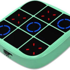 Tic Tac Toe Bolt Game, 4-in-1 Handheld Puzzle Game Console,Electronic Tic Tac Toe Game for Educational and Memory Growth, Portable Travel Games for Car Ride, Board Games for Kids and Adults(Cyan)