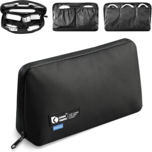 RIGHT AWAY Electronic Organizer, Travel Tech Pouch with Water Resistant Storage -Cord Organizer Bag to Carry Phone, Charger, Hard Drive, Power Bank & Accessorie Travel Essentials(BLACK)