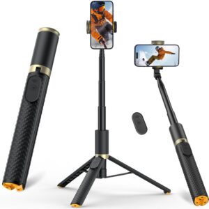 62" Phone Tripod & Selfie Stick, Tripod for iPhone with Remote, All-in-1 Cell Phone Stand, Portable, Lightweight Extendable for Selfies Video Recording Vlog, Compatible with iPhone Android