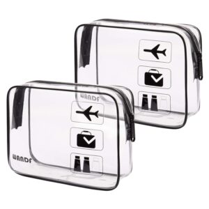 TSA Approved Clear Travel Toiletry Bag wih Zippers Carry-on Travel Accessories Quart Size Toiletries Cosmetic Pouch Makeup Bags for Men and Women (2 pcs)