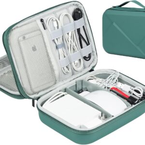 EVA Electronic Accessories Storage Case Large Shockproof Waterproof Storage Bag for Electronics Organizer Portable Cable Storage Bag for Travel or Work (Green, Double Layer)