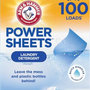 Arm & Hammer Power Sheets Laundry Detergent, Fresh Linen 50ct, up to 100 Small Loads (Packaging may vary)