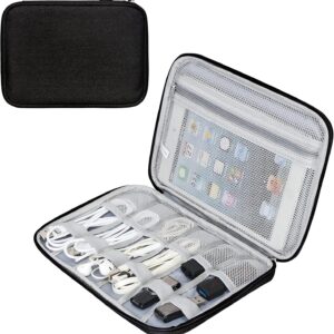 FYY Electronic Organizer, Travel Cable Organizer Bag Pouch Accessories Carry Case Portable Waterproof All-in-One Storage for Cable, Cord, Charger, Phone, Earphone - Large Black