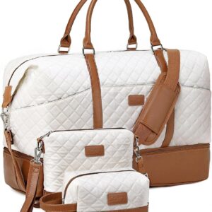 Travel Bag for Women: 21" Large Weekender Bags for Women with Shoe Compartment & Toiletry Bags, 3PCS Overnight Duffel Tote for Carry on Weekend Travel Business Trip Airplane Traveling, Gym