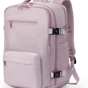SHRRADOO Travel Laptops Backpack for Women Men, Casual Work Bag 17inch Backpack Airline Approved Backpack for Hiking Business (Pink khaki)